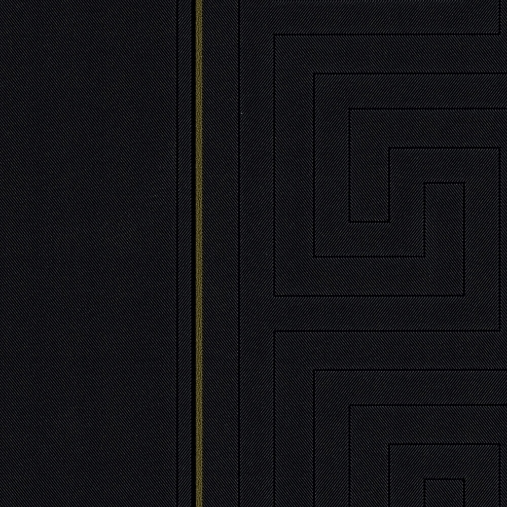             VERSACE Tapete Schwarz mit Streifenmuster - Schwarz, Gold
        