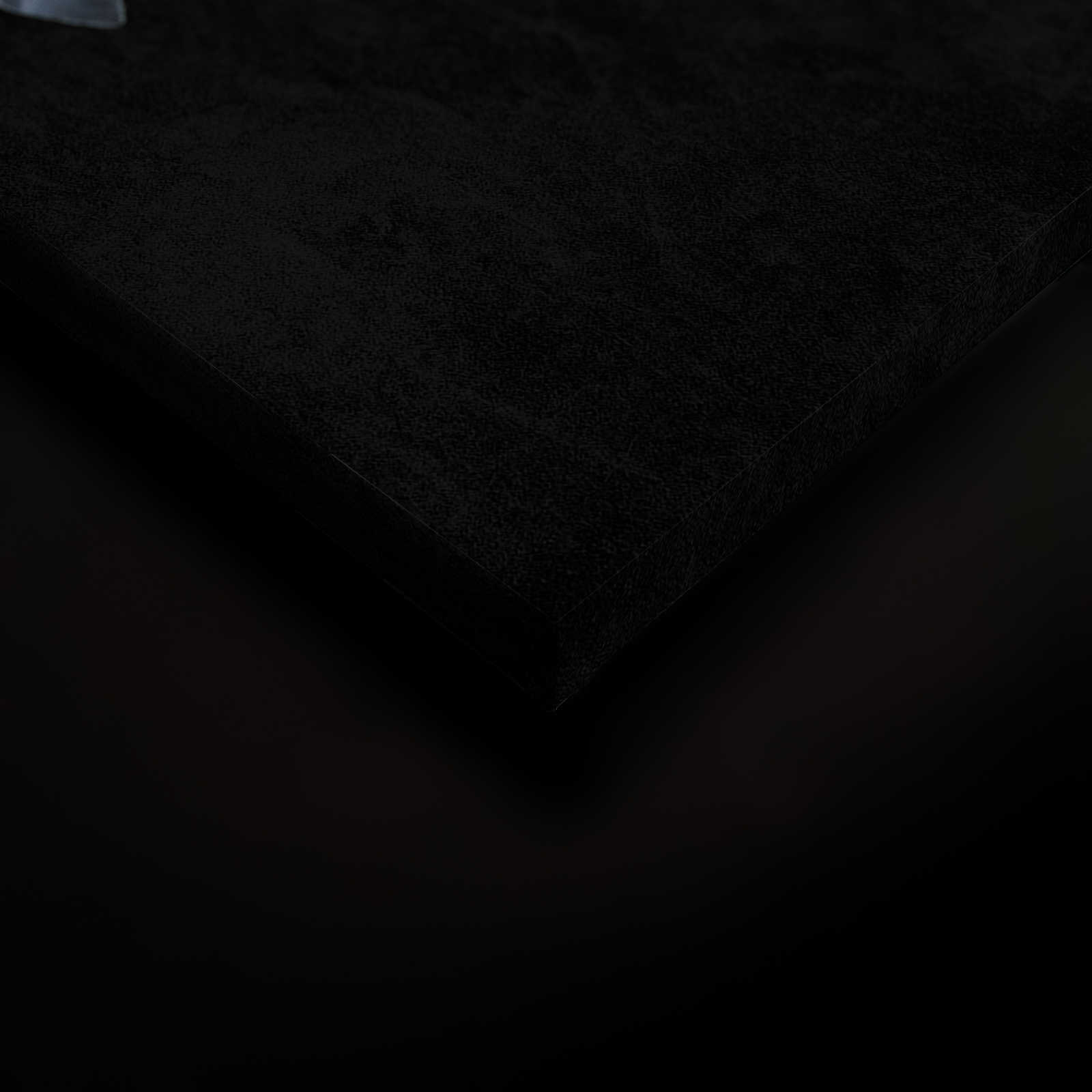             Fiji 1 - Schwarzes Leinwandbild Blaue Blätter mit Gold Akzent – 0,60 m x 0,90 m
        