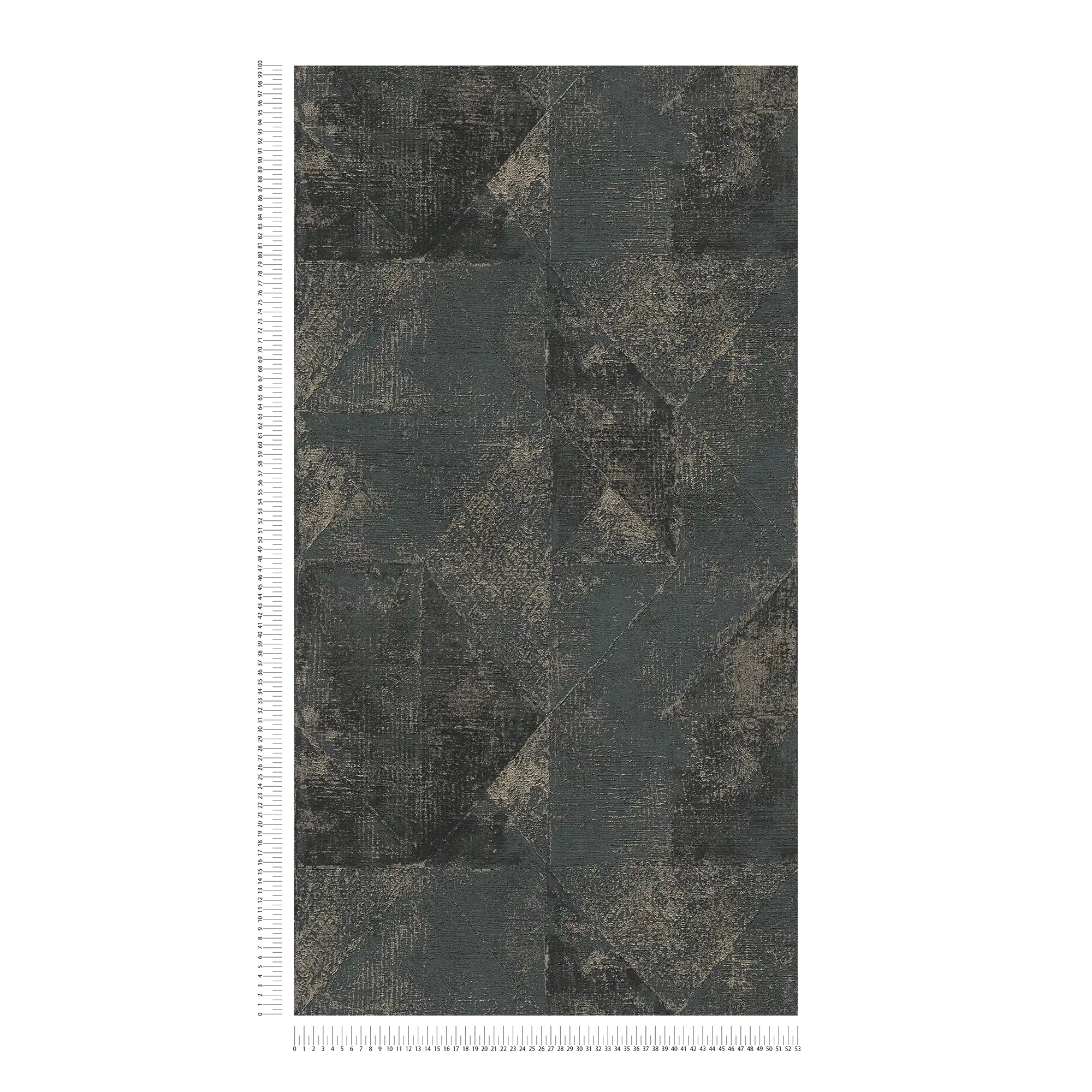             Metallic Tapete mit Grafik Dreieck-Muster glänzend strukturiert – Schwarz, Gold
        