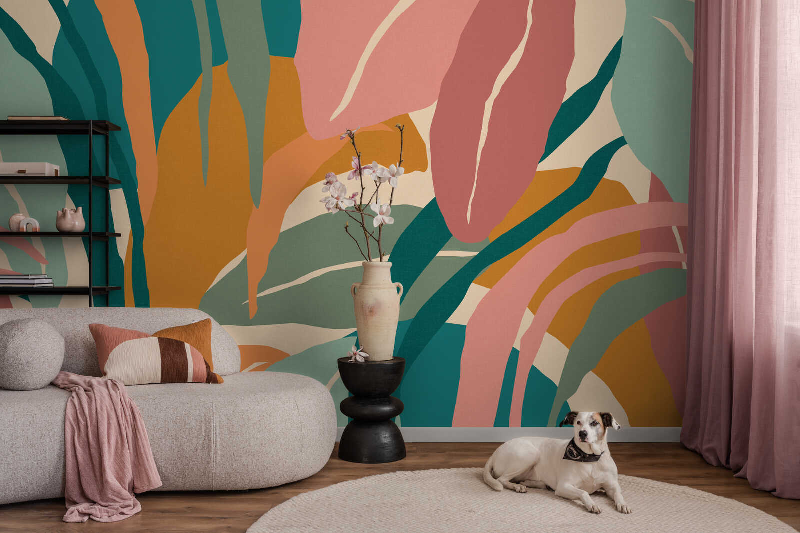 wandtattoo, mural, abstrakt, farbmix, wohnzimmer