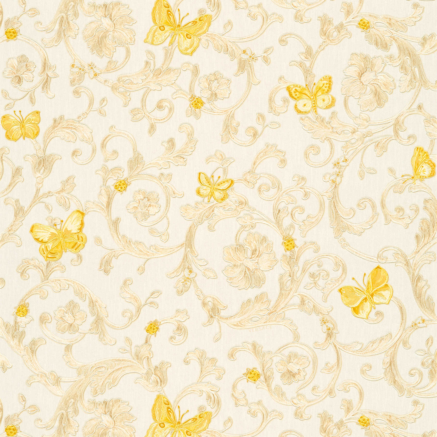         Papier peint intissé VERSACE avec motif or & papillons - crème, or
    