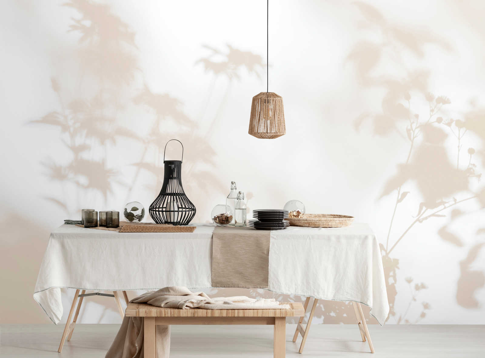             Shadow Room 1 – Natur Fototapete Beige & Weiß, verblasstes Design
        
