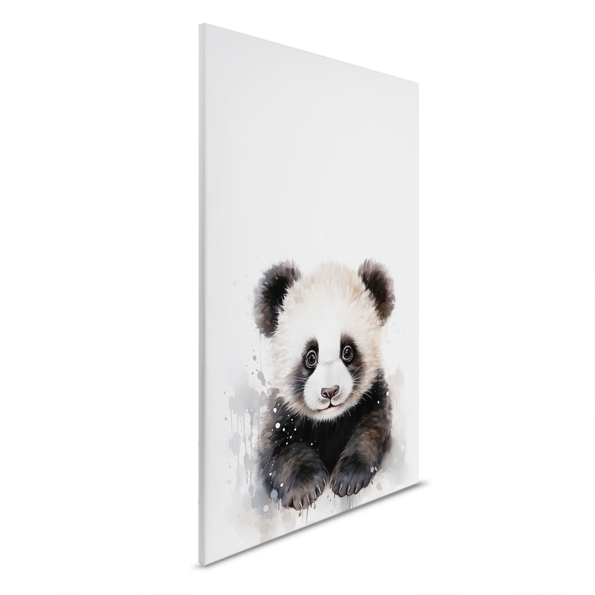         Kinderzimmer Leinwandbild Baby Panda - Verspielte Schönheit - Stilvolle Wanddekoration mit Tiermotiv. – 30 x 45 cm - Weiss, Schwarz
    