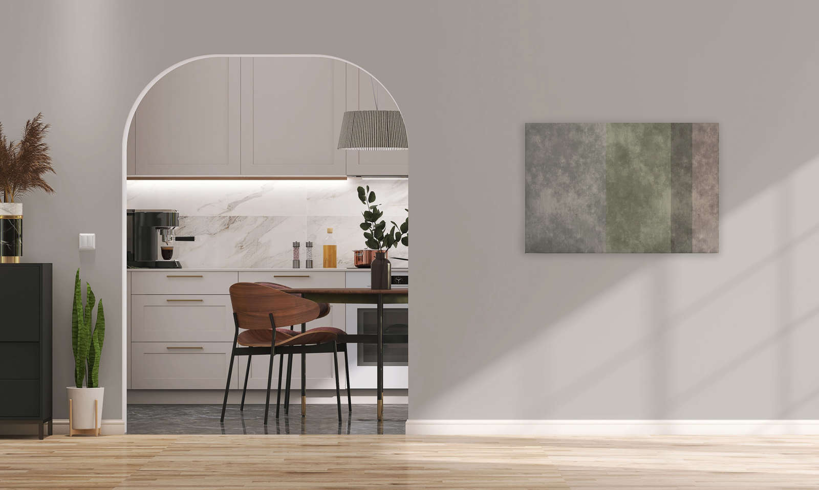             Betonoptik Leinwandbild mit Streifen – 0,90 m x 0,60 m
        