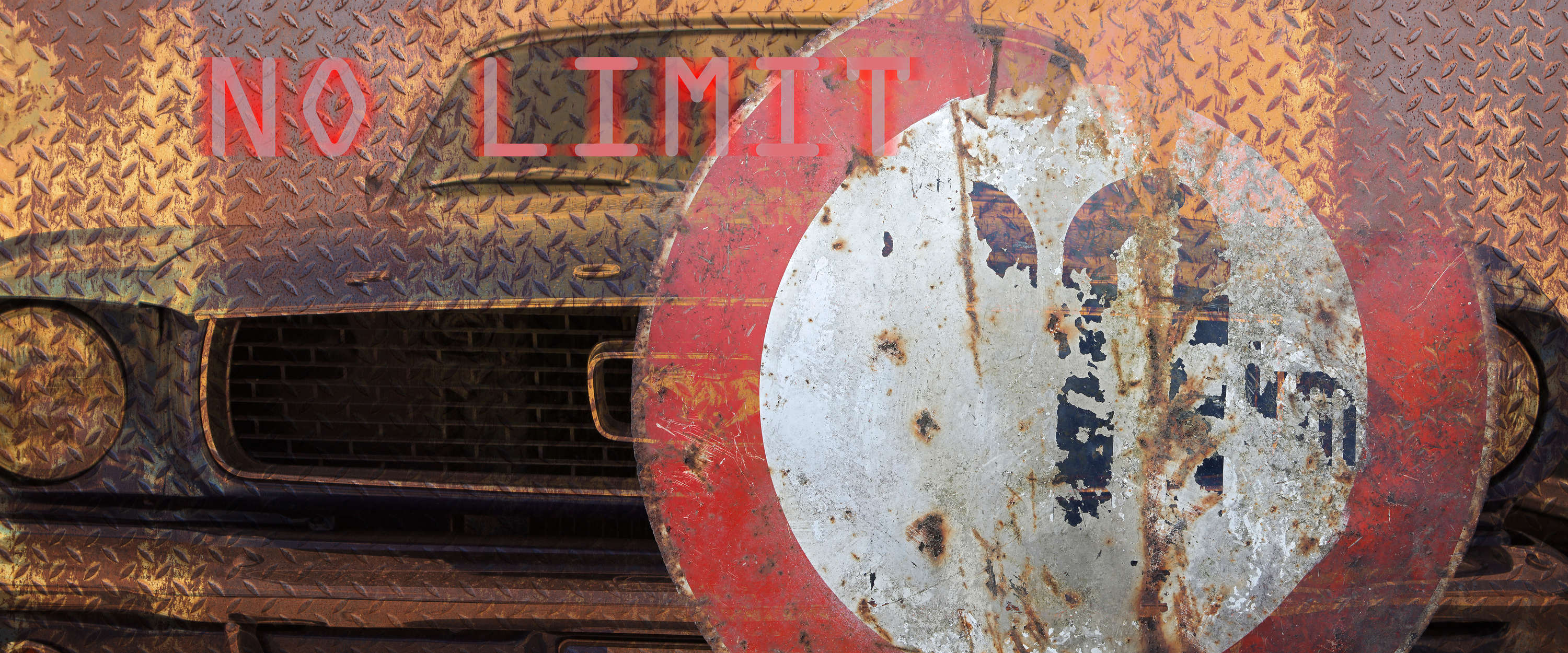             Industrial Style Fototapete – Auto Vliestapete mit Mustang im alten Design – Braun, Rot
        