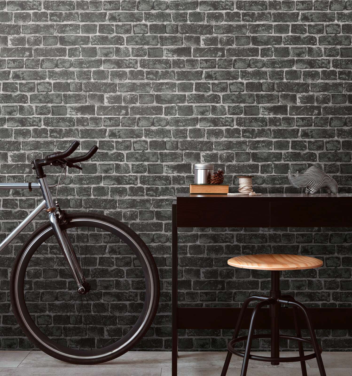 Fahrrad, Wanddekoration, Schwarz, Holz, Barhocker