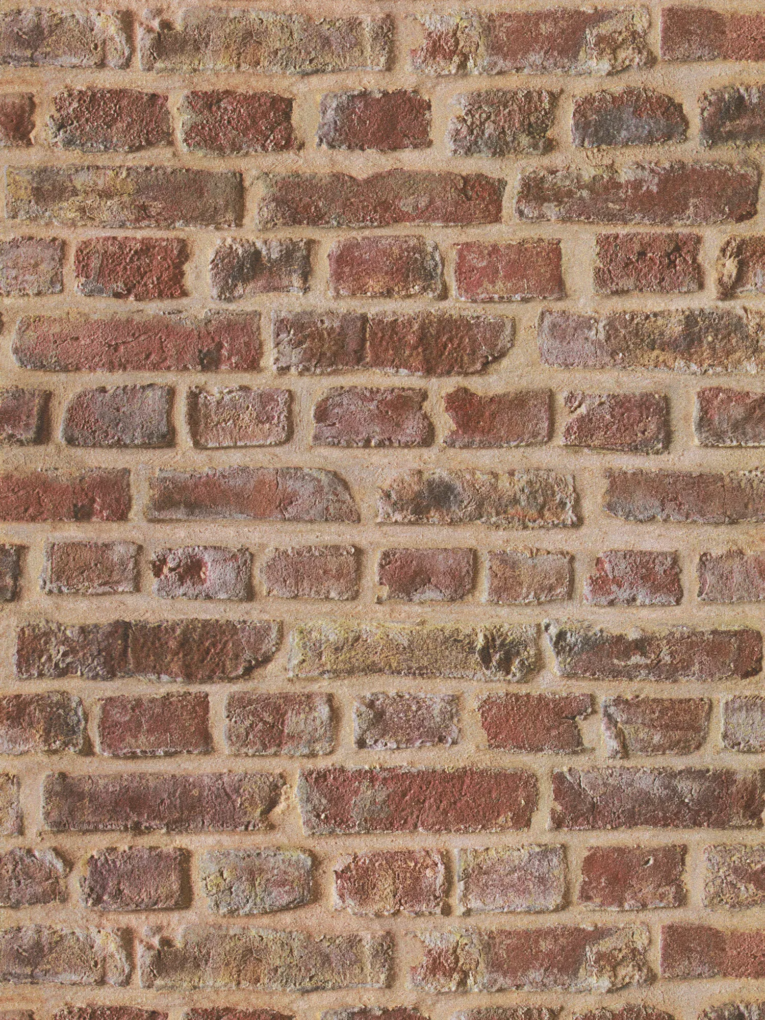         Steintapete Mauerwerk-Motiv, dunkelrote Ziegel – Rot, Braun, Beige
    