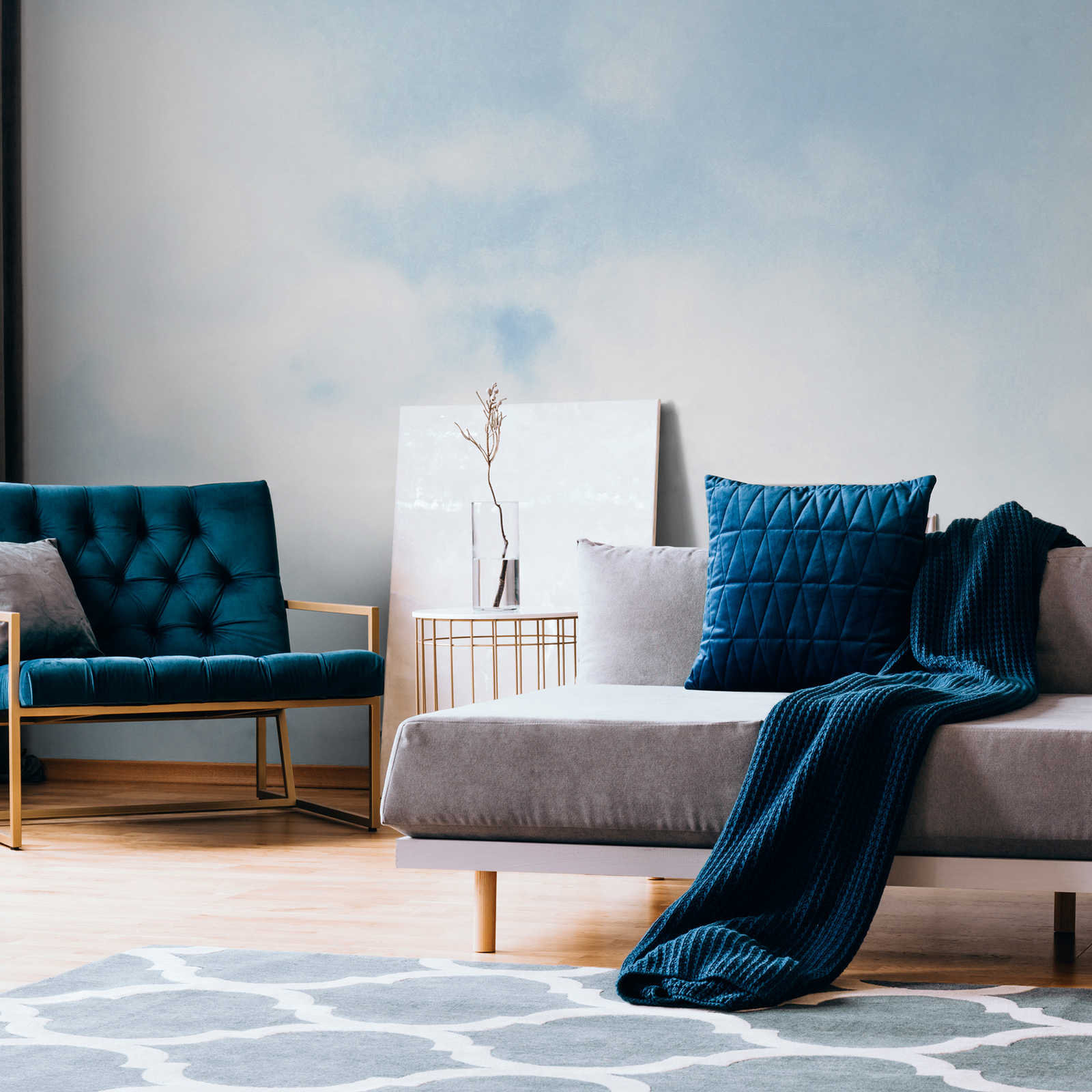         behang nieuwigheid | motief behang blauwe lucht met wolken
    