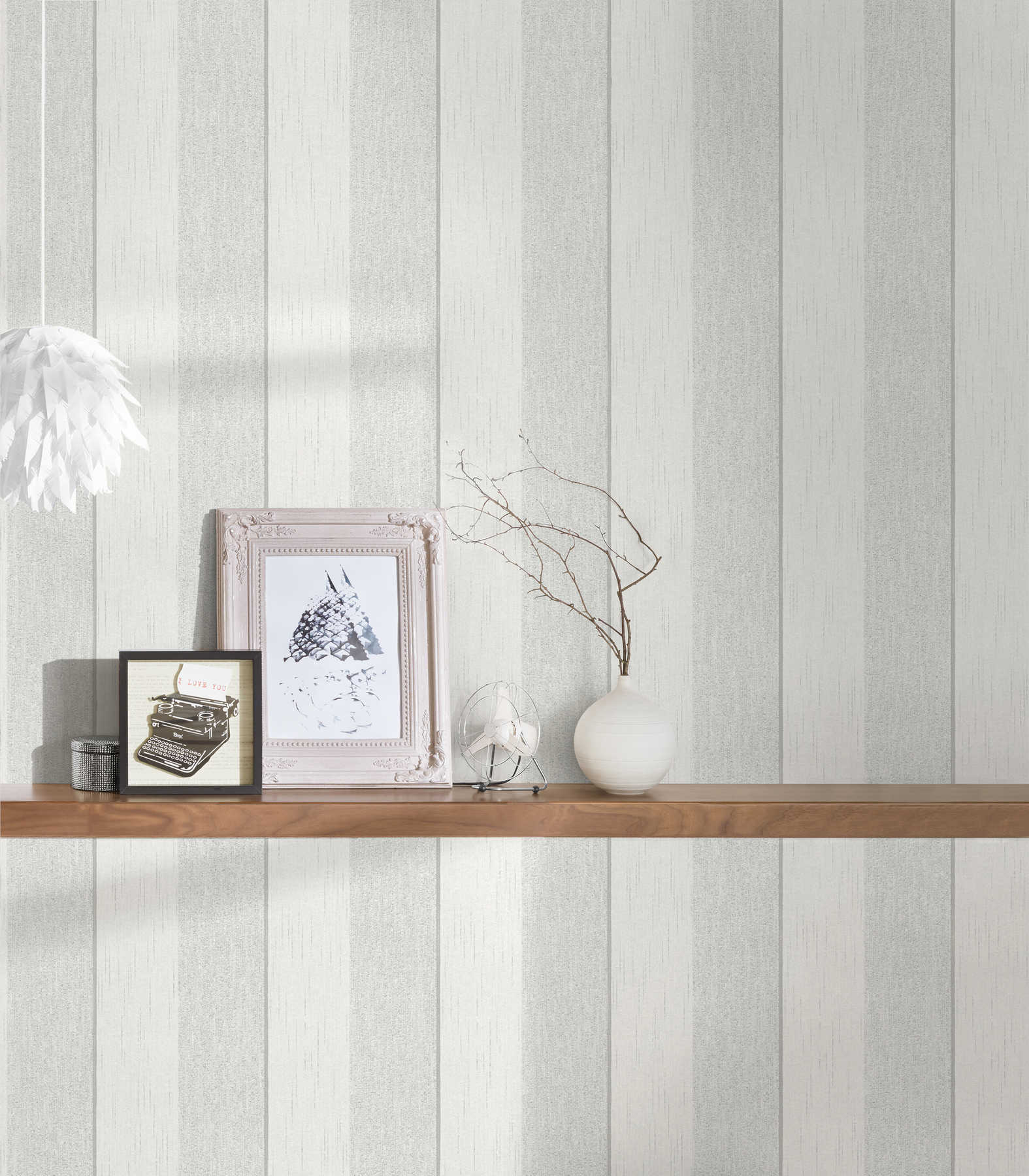             Tapete Struktureffekt-Streifen meliert – Grau, Weiß
        