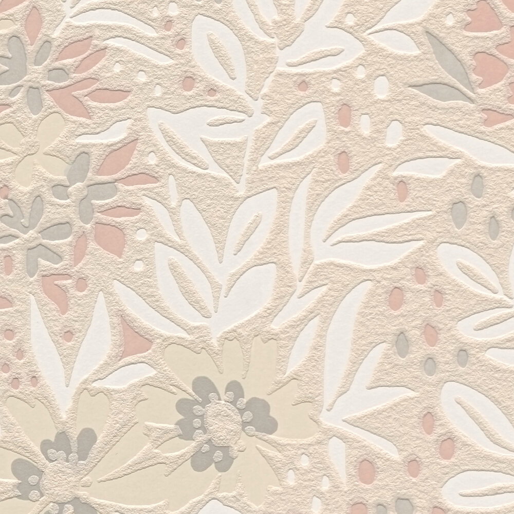 Non-woven wallpaper • soft floral pattern partially glossy