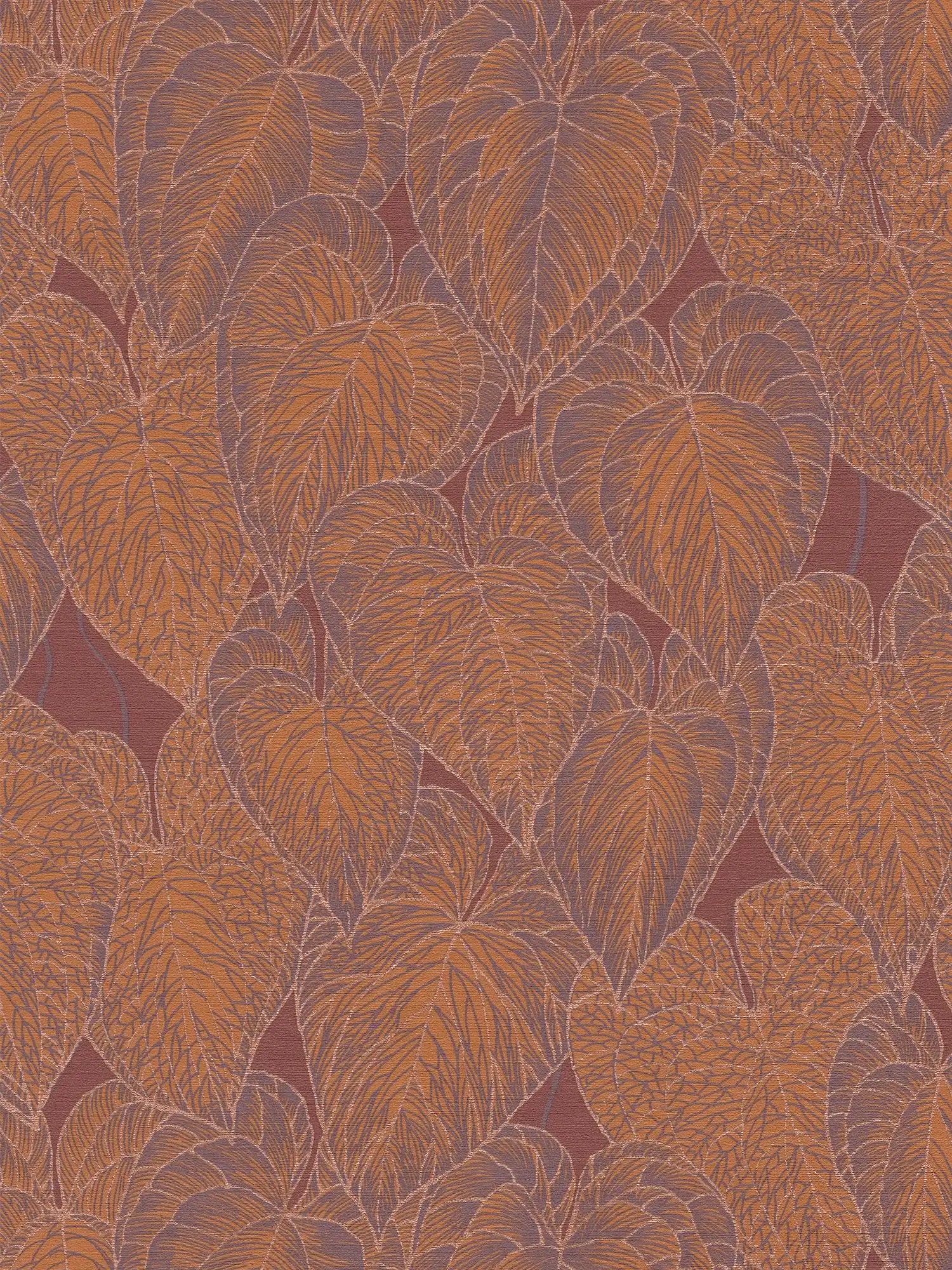 Daniel Hechter Edle Vliestapete mit floralem Muster und metallischen Akzenten – Rot, Orange, Lila