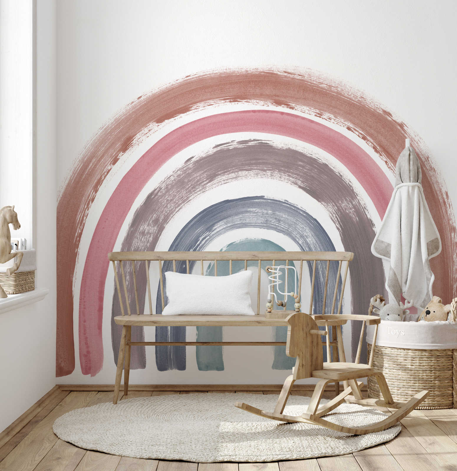         Boho fotobehang regenboog in effen kleuren
    