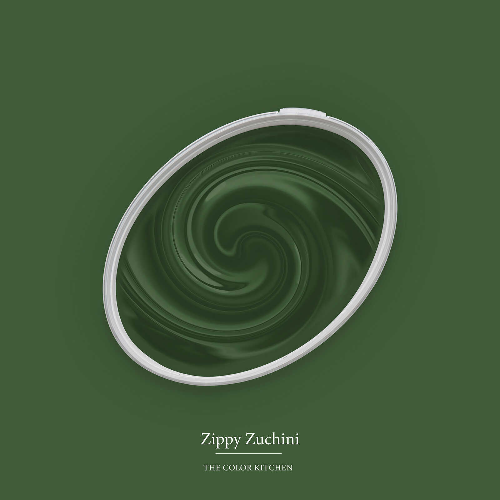 Zippy Zucchini, grünes Sauce, Wirbelmuster, ovale Verpackung, The Color Kitchen