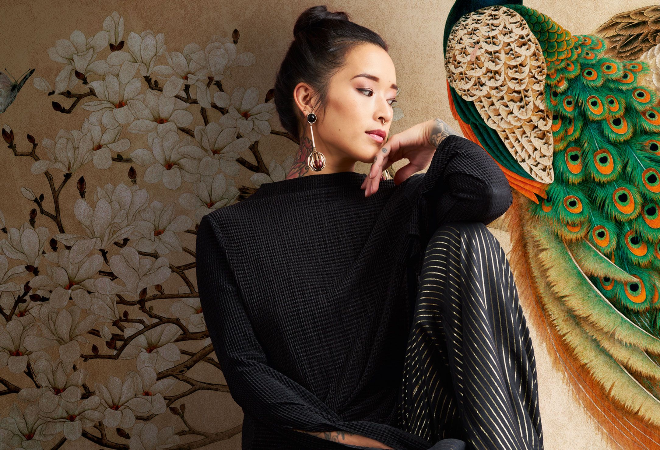 Pfau Tapete in Fototapetenoptik