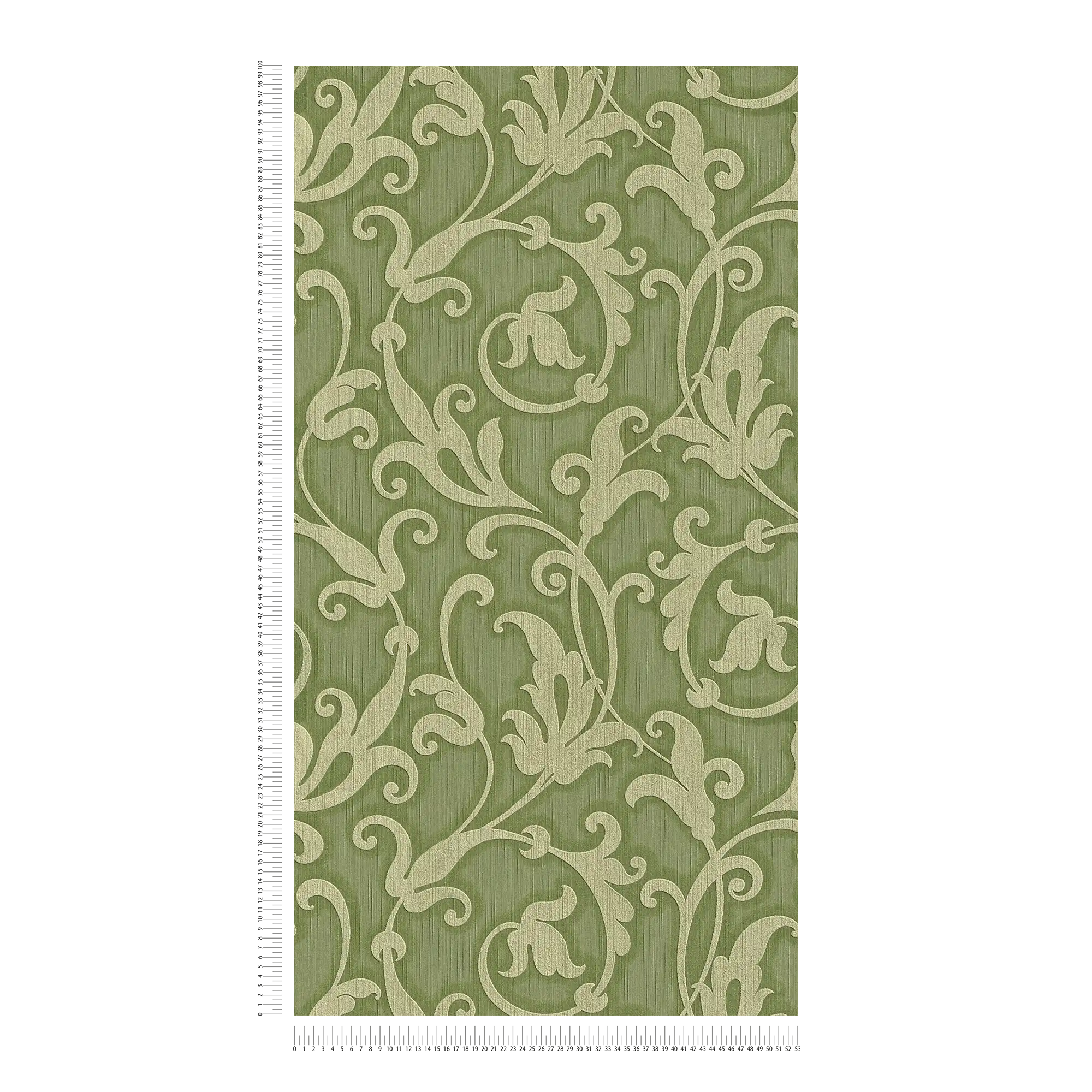             Vliestapete mit 3D Ornamentmuster & Strukturdesign – Grün, Metallic
        