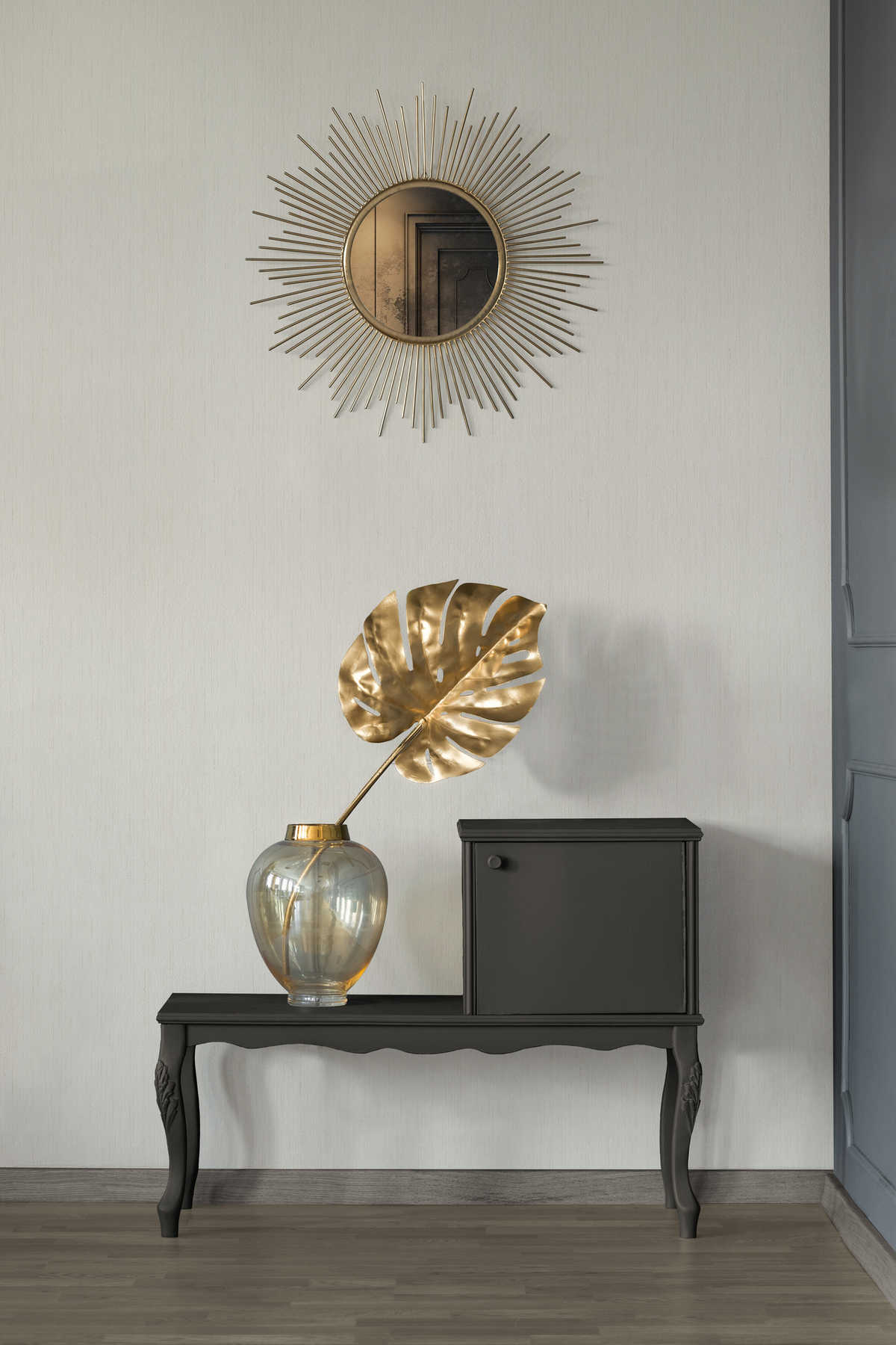 Retro Tapete mit dezentem Muster in Gewebetextur – Creme