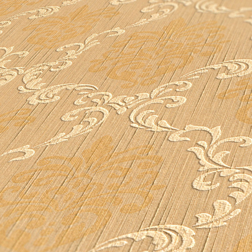             Vliestapete mit Textildesign & Ornamenten mit Struktureffekt – Beige
        