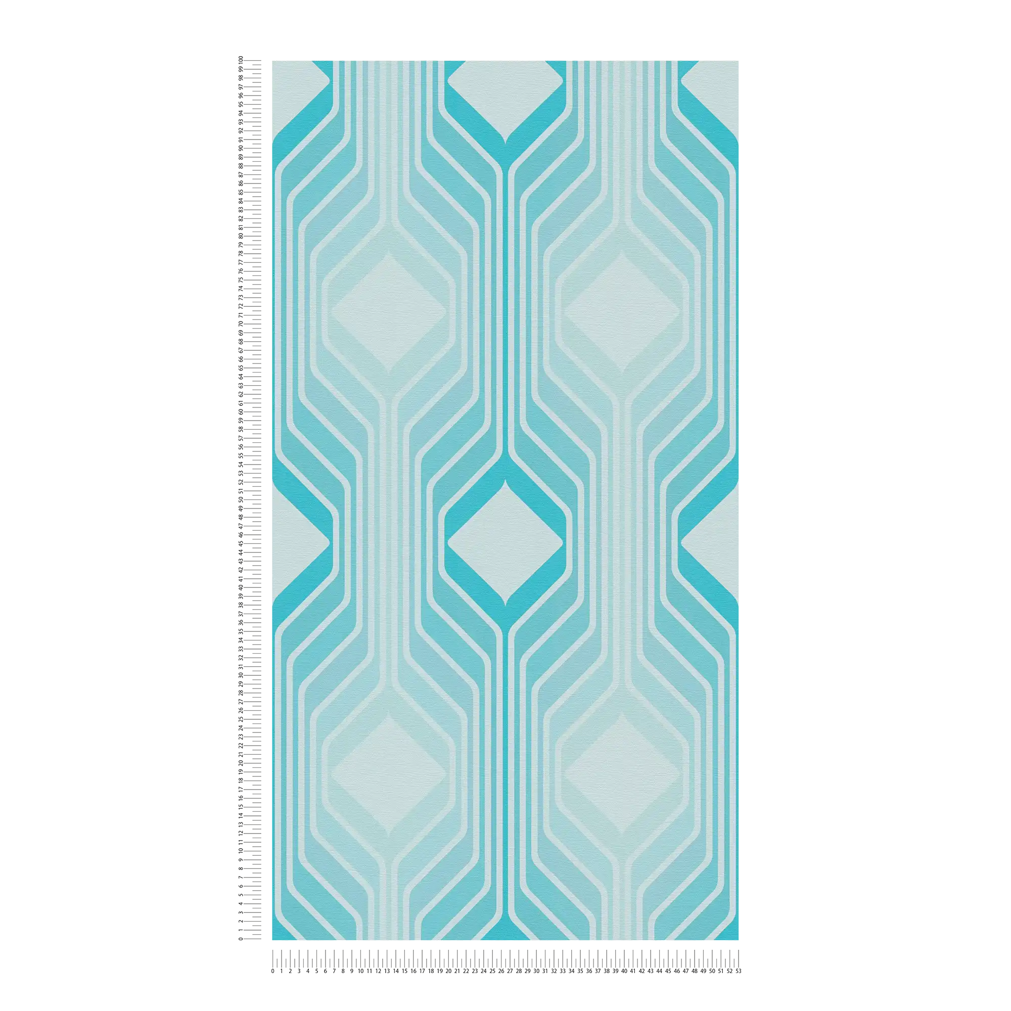             Rauten Muster auf Retro Vliestapete – Blau, Hellblau, Türkis
        