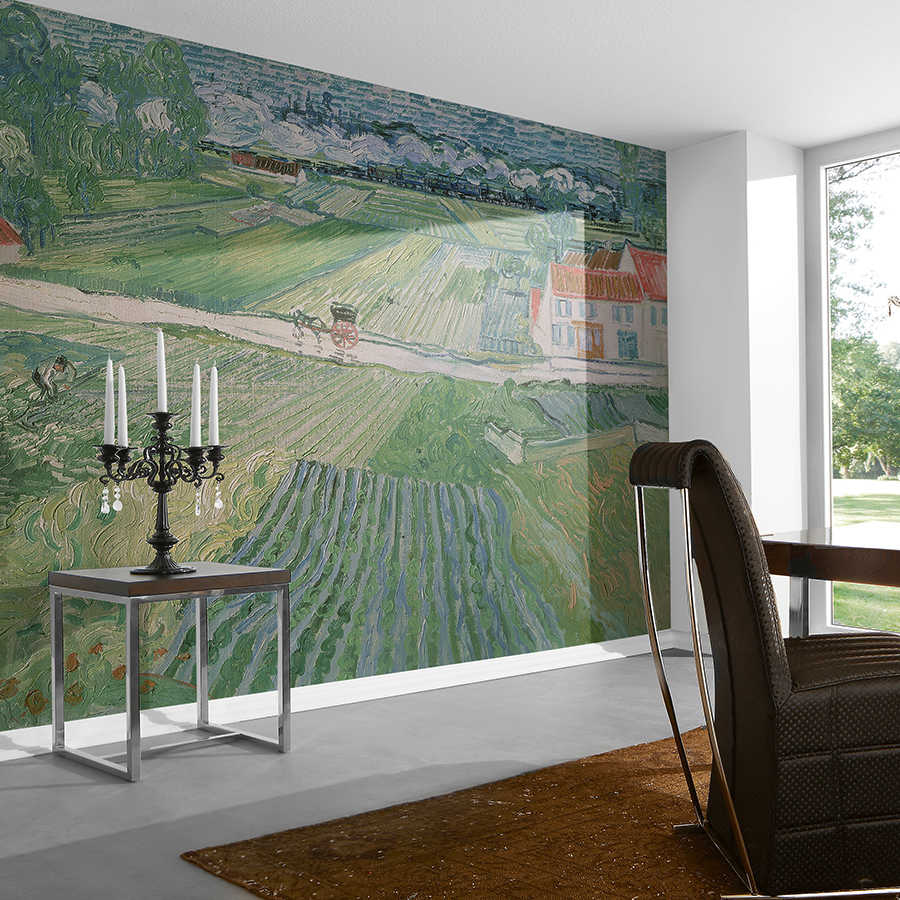 Wandtattoo, Wandbild, Rasenlandschaft, Spazierweg, Kaminzimmer