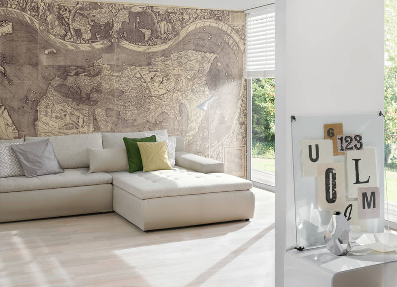             Fototapete Vintage Weltkarte im Historischem Stil & Sepia Look
        