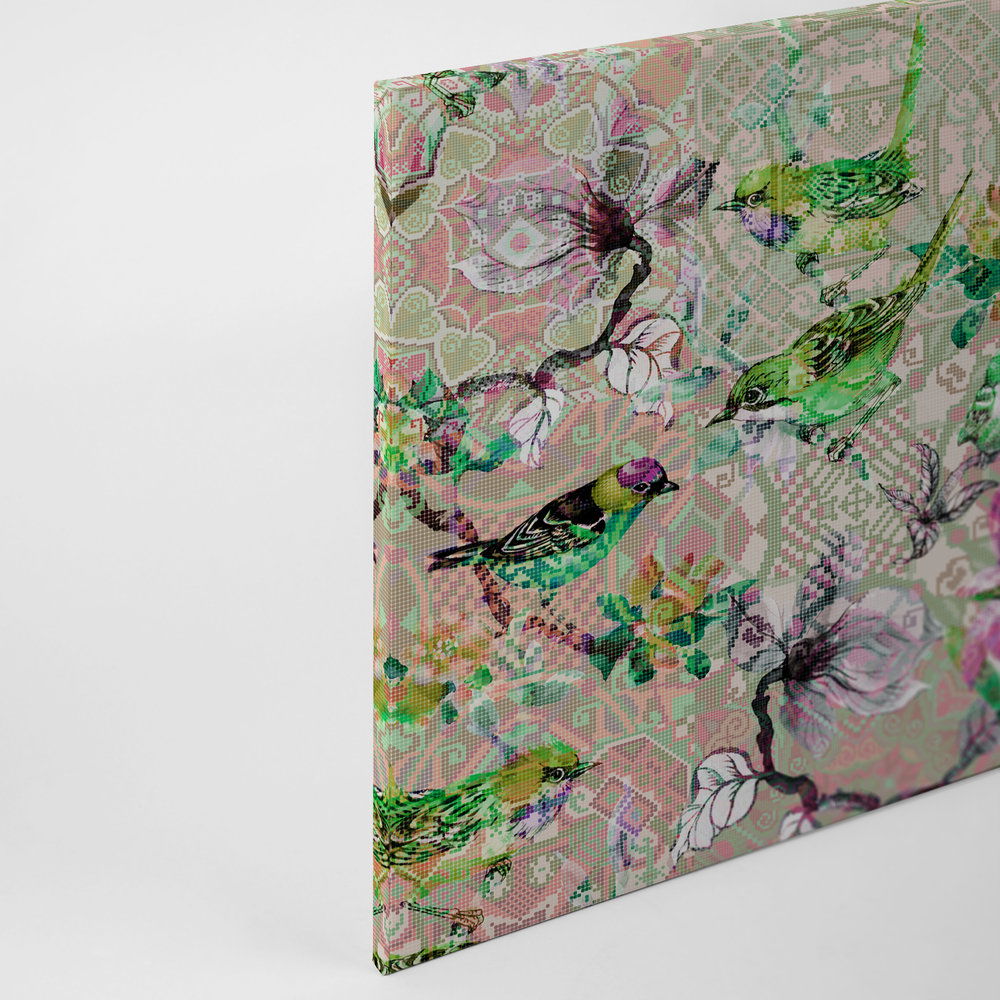             Vogel Leinwandbild mit Mosaik Muster | mosaic birds 2 – 0,90 m x 0,60 m
        