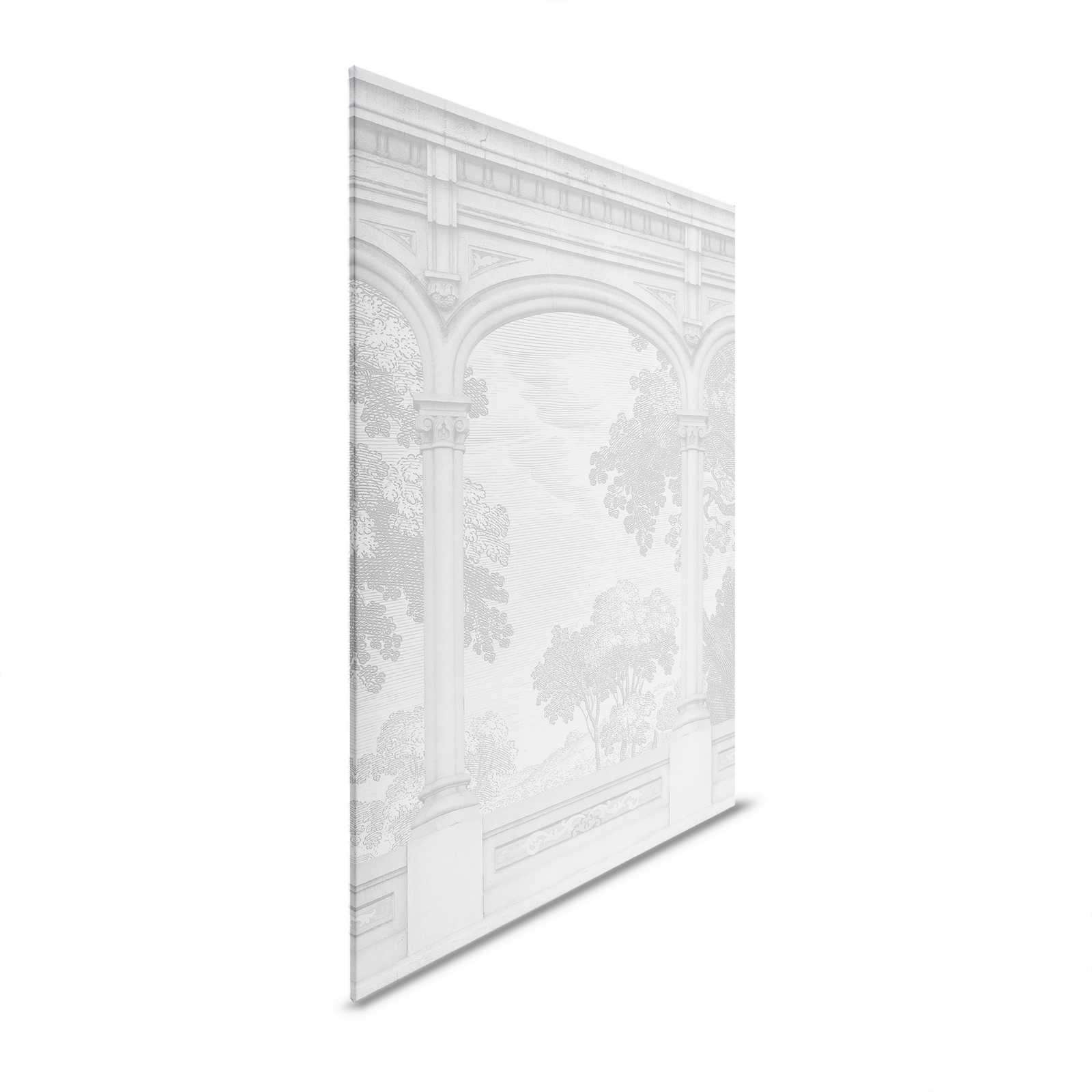         Roma 1 - Grijs Canvas Schilderij Historisch Design met Rond Boograam - 0.90 m x 0.60 m
    