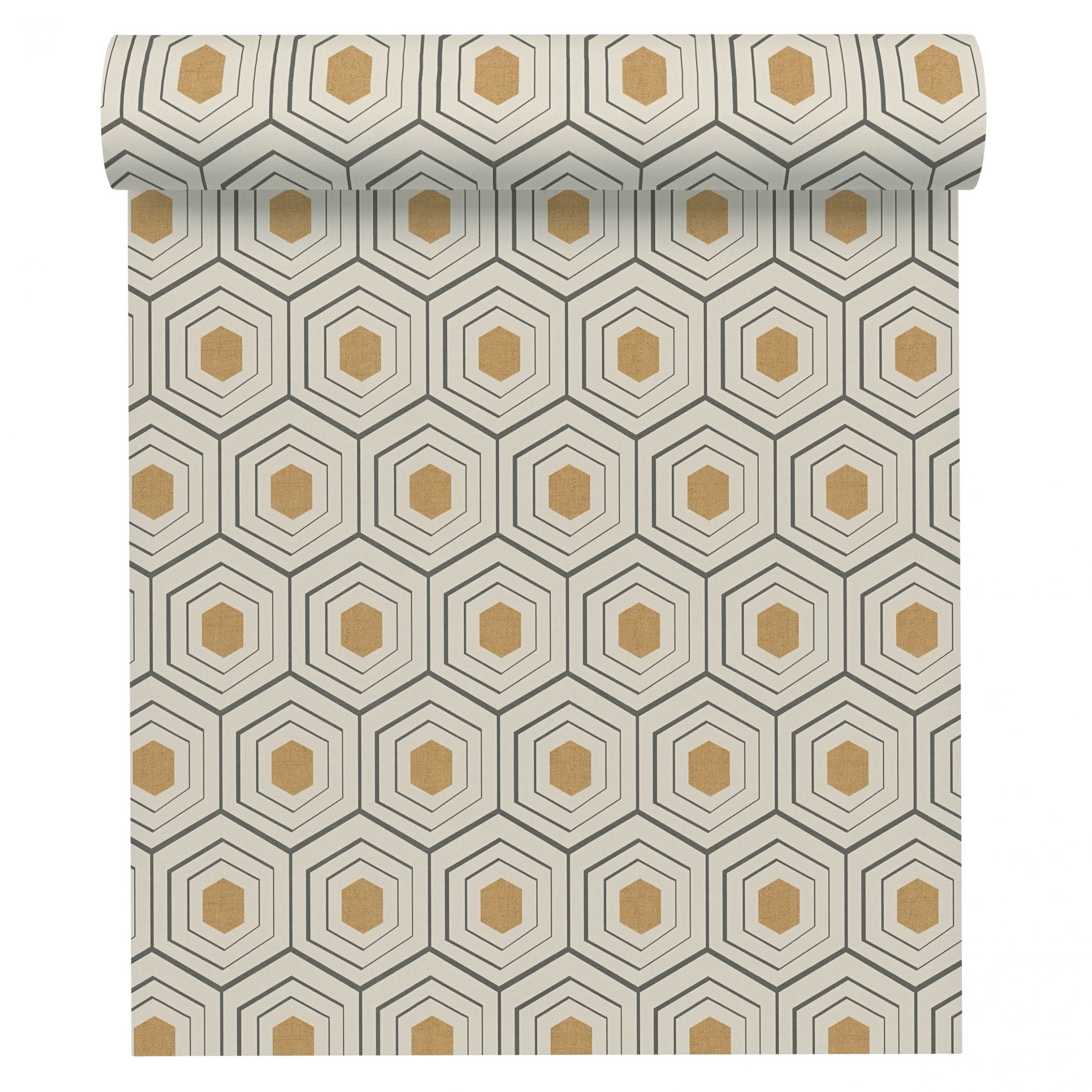 Wallpaper with Retro pattern grey yellow