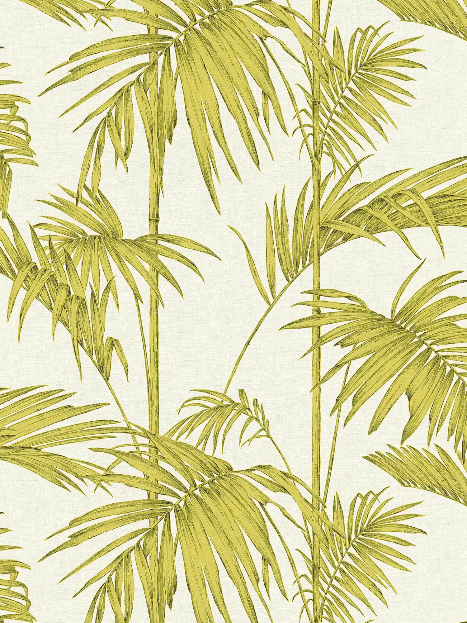 Nature wallpaper palm leaves, bamboo - green, cream