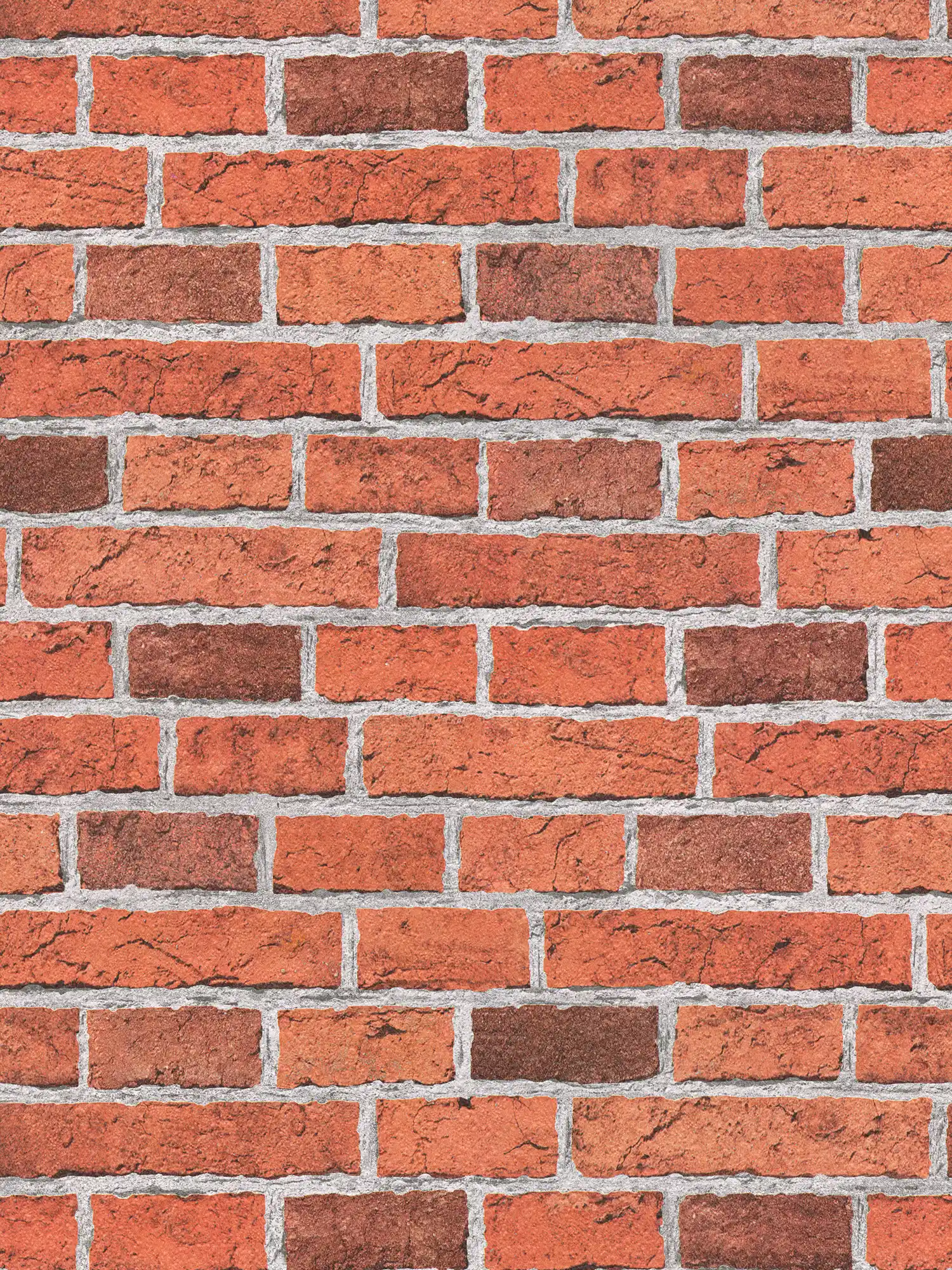         Steintapete rustikal mit Backsteinmauer stilisiert – Rot, Grau
    