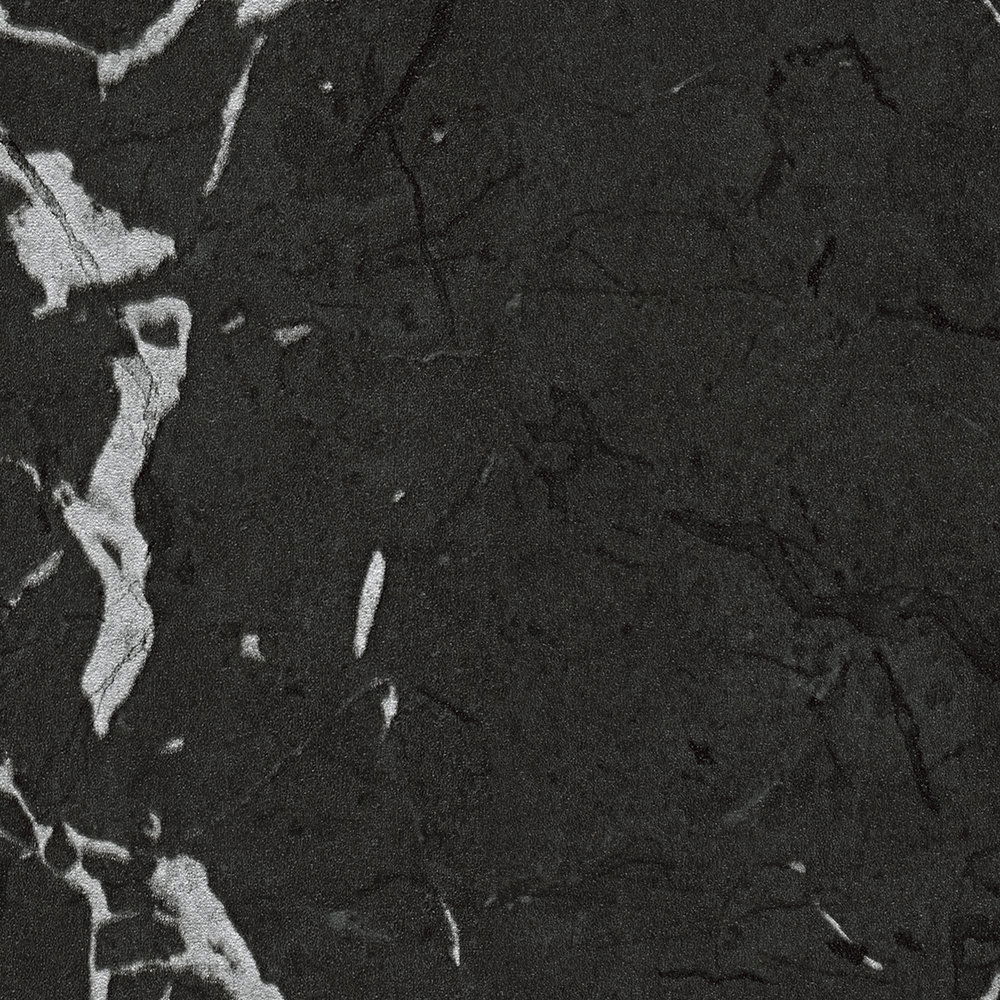             Zwart marmerbehang met zilvereffect - grijs, metallic, zwart
        