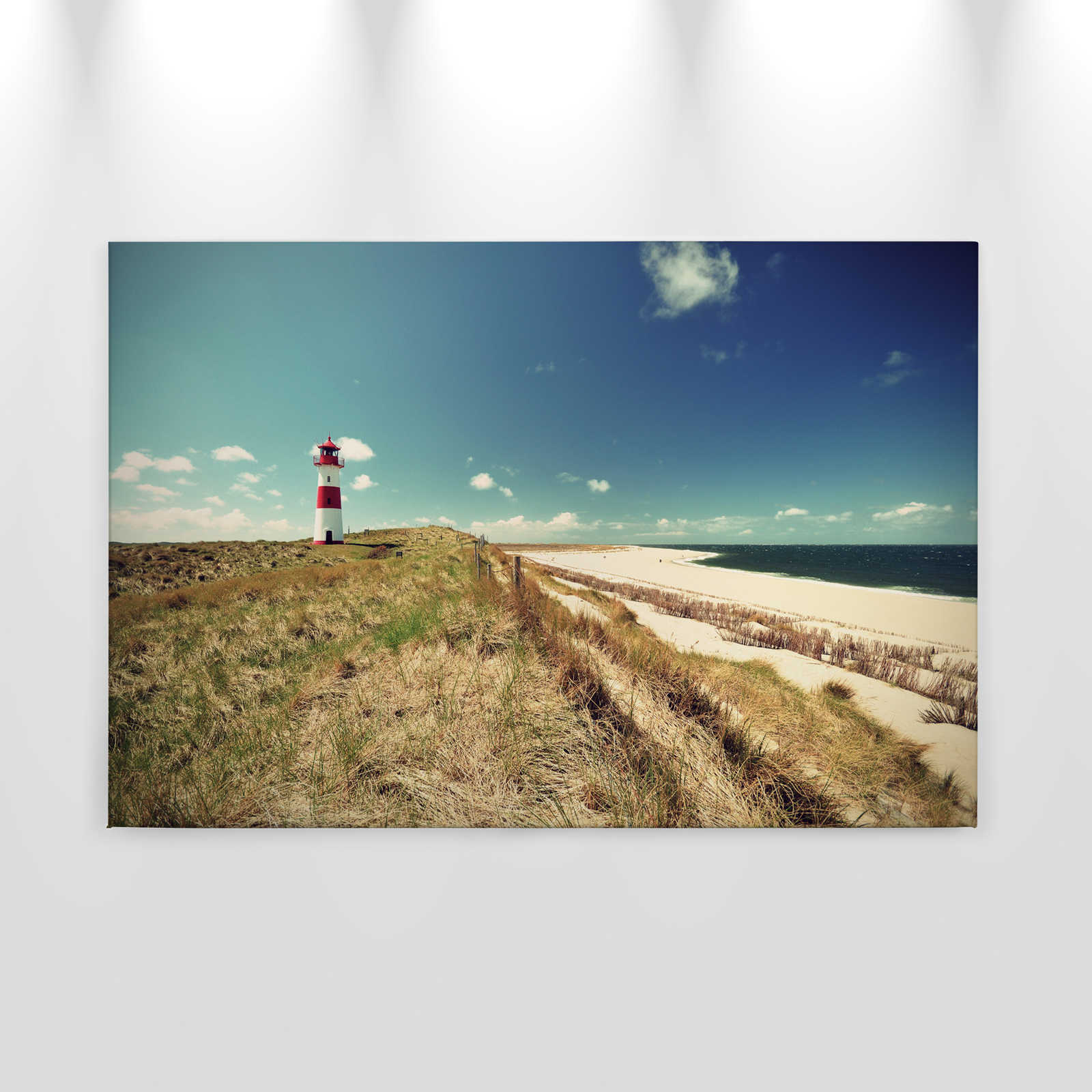             Leinwand mit Strandlandschaft mit Leuchtturm – 0,90 m x 0,60 m
        