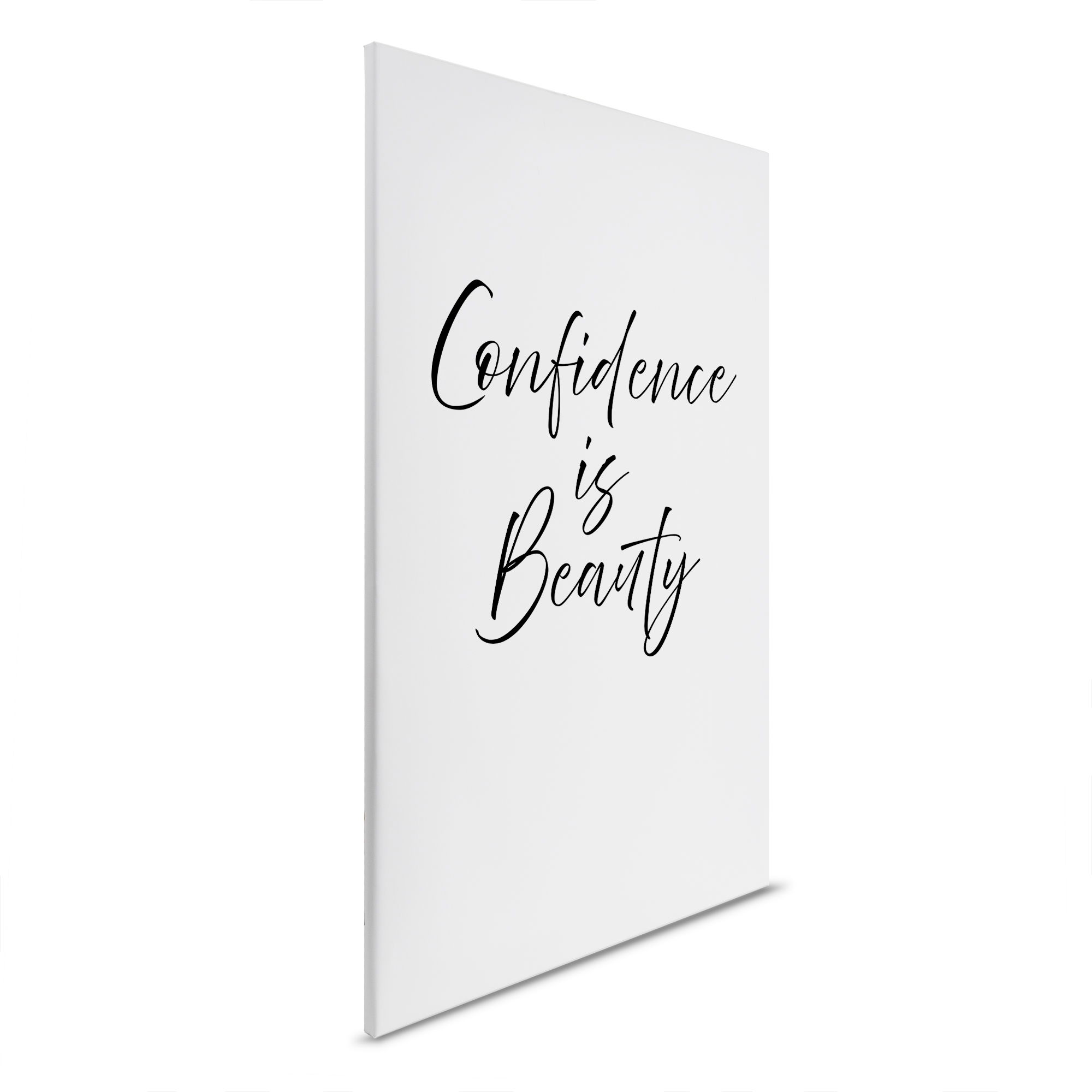         Confidence is Beauty - Toile typographique élégante - 30 x 45 cm - Blanc, Noir
    