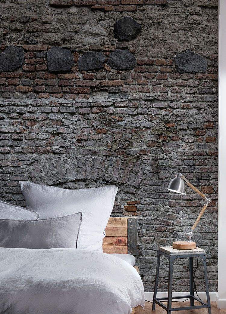 Photo d'intérieur Chambre à coucher Aspect pierre Papier peint