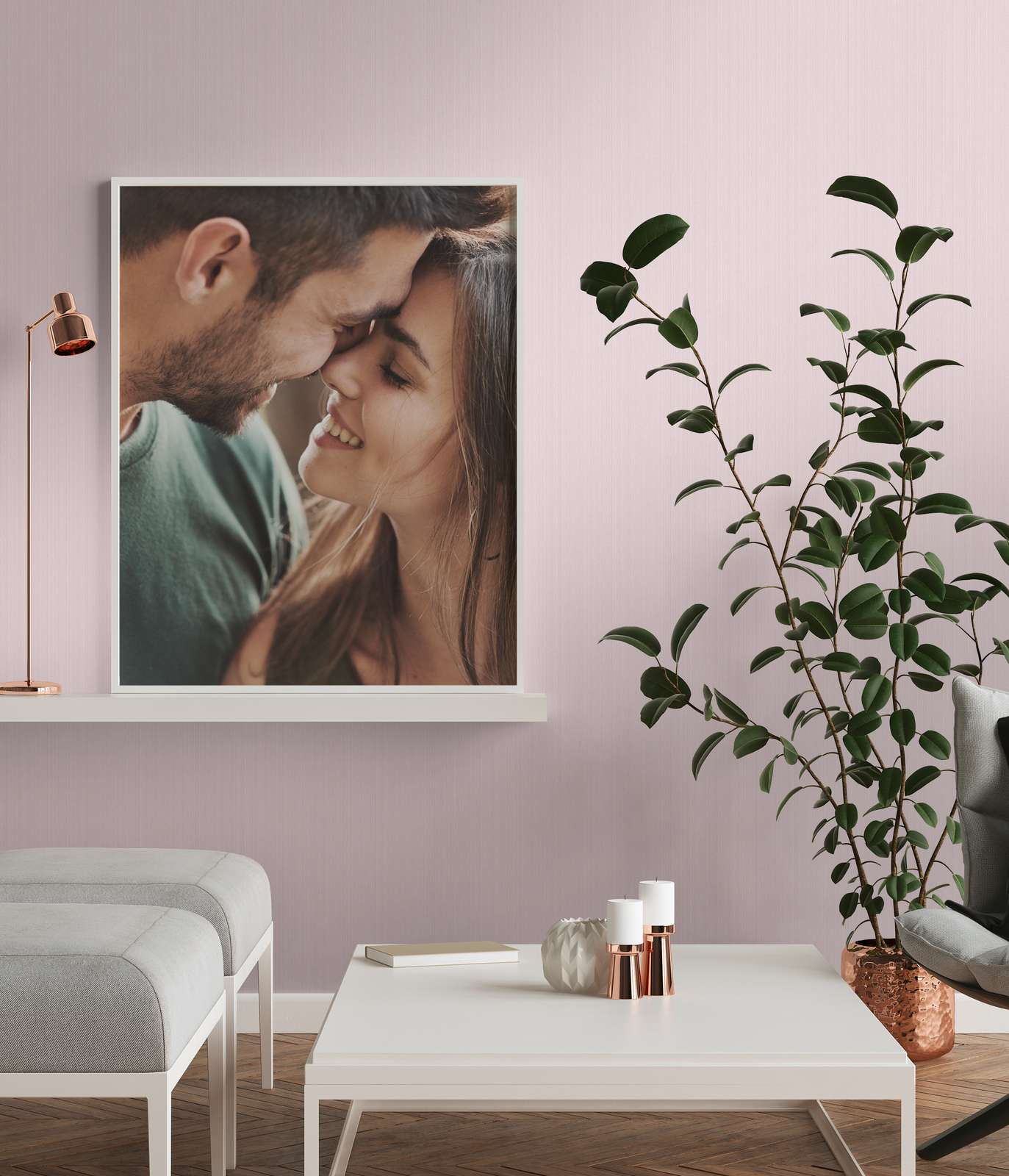             Rosa Vliestapete seidenmatt, Uni mit Struktureffekt
        