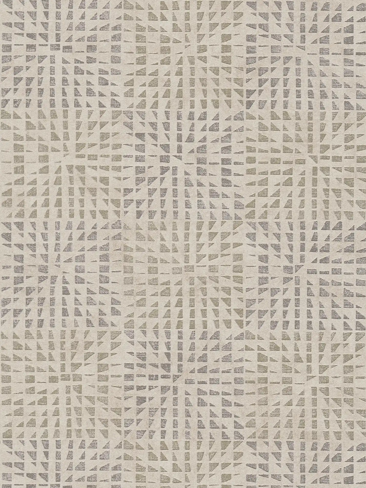         Ethno wallpaper with textured pattern & mosaic effect - grey, beige
    