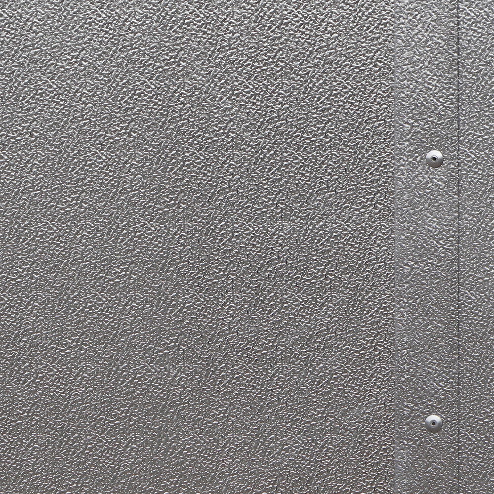             Metalloptik Fototapete – Vliestapete mit robuster Metallwand und Schraubenoptik – Grau
        