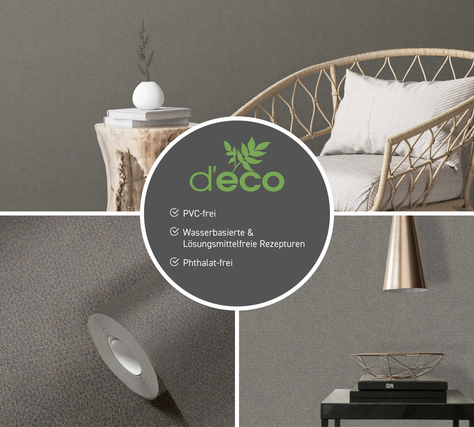             Vliestapete mit feinem Glanzmuster PVC-frei – Gold, Schwarz
        