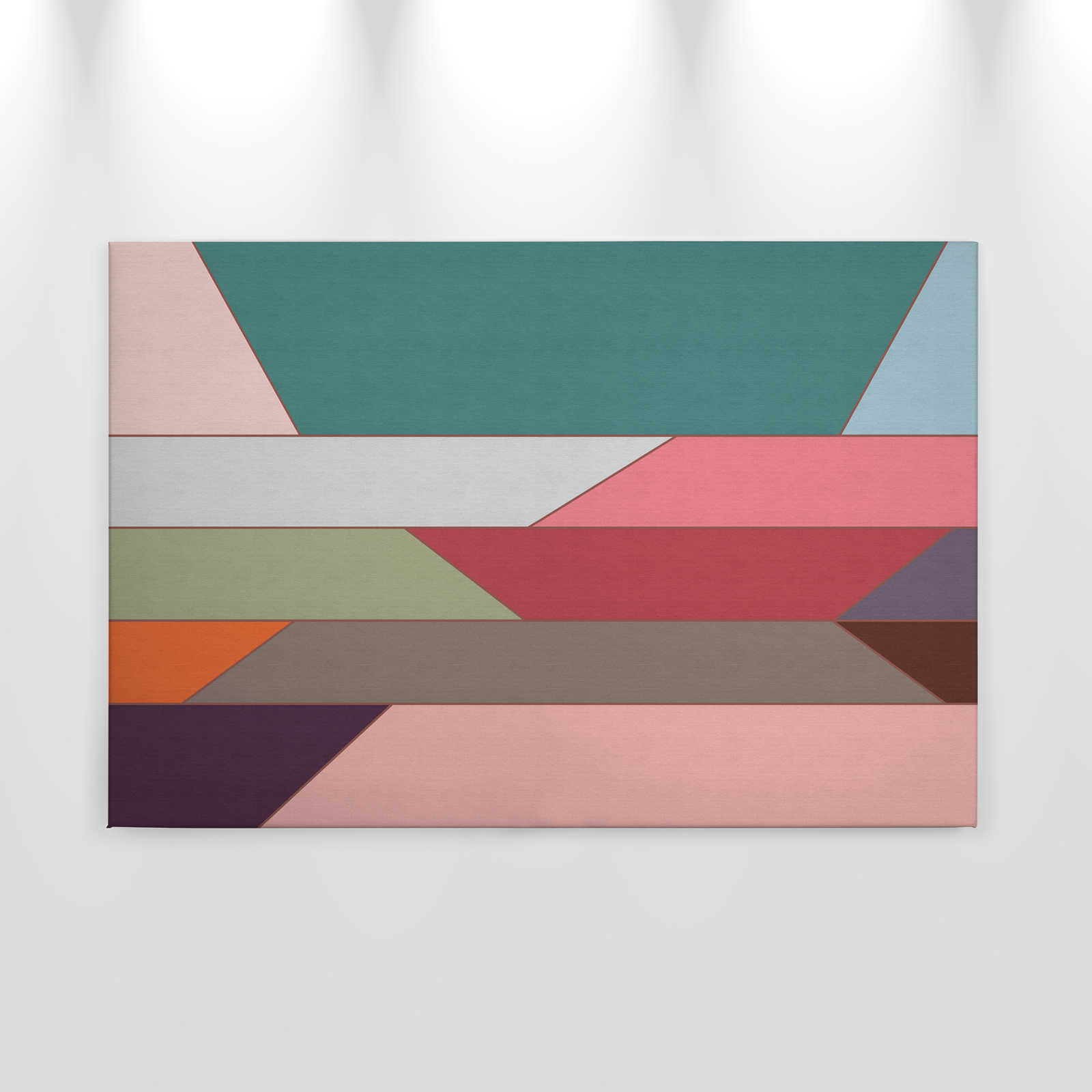             Geometry 2 - Leinwandbild mit buntem Querstreifen Muster in gerippter Struktur – 0,90 m x 0,60 m
        