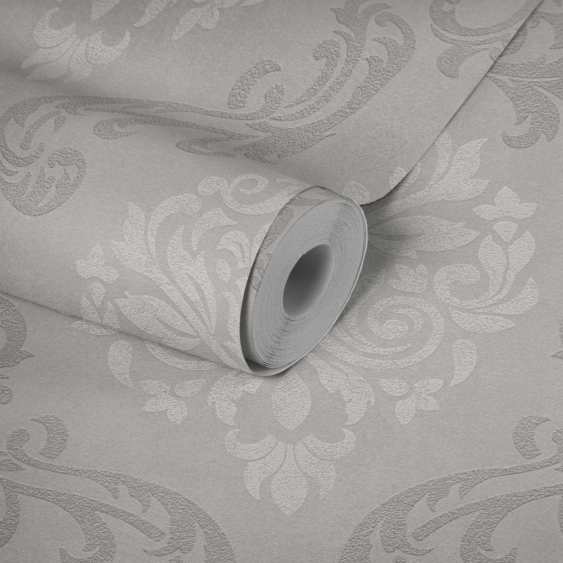 Ornamente Tapete Barock Stil mit Glitzereffekt – Beige, Creme, Metallic