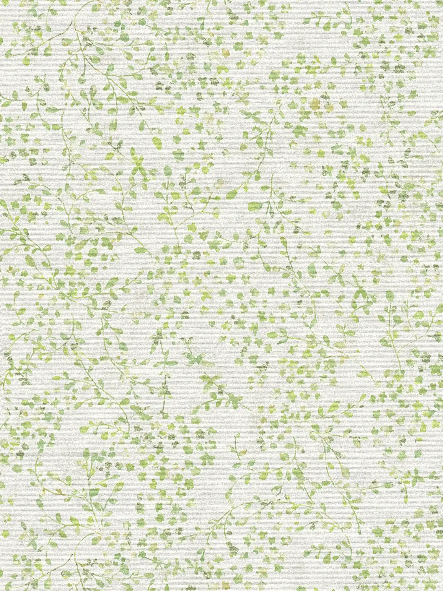         Gebloemd vliesbehang met lichtgouden accenten - groen, wit, crème
    