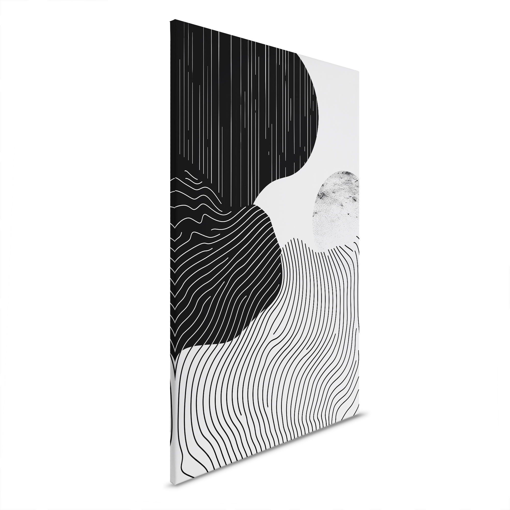         Leinwandbild Mond und Berge - Geometrisches Schwarz-Weiß-Design auf Leinwand – 30 x 45 cm - Schwarz, Grau
    