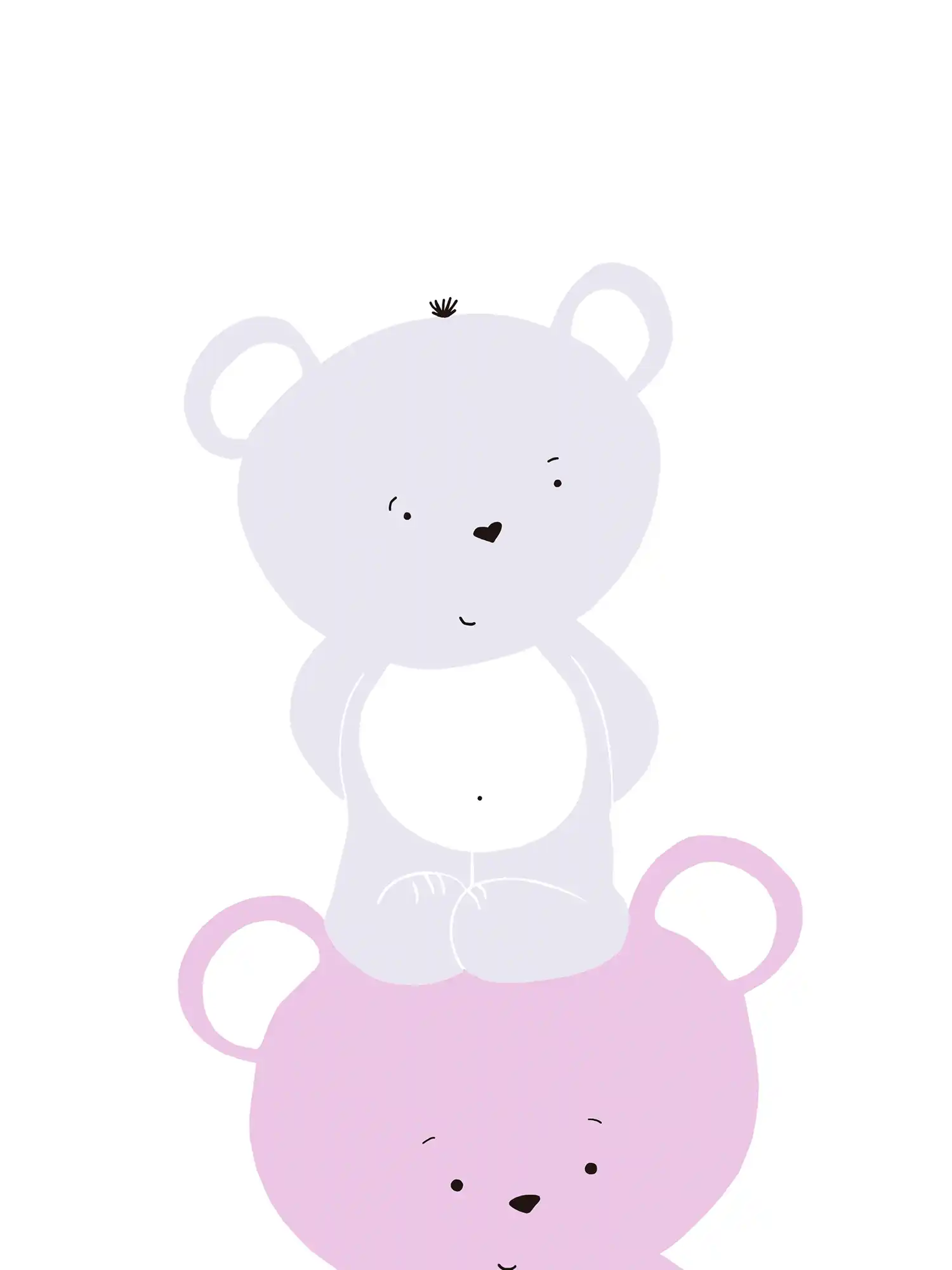         Papier peint chambre fille motif ours - rose, gris , blanc
    