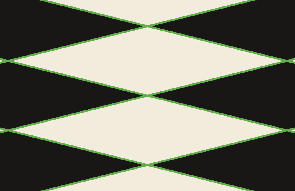             Graphic Wallpaper with Diamonds & Line Patterns - Black, Cream, Green | Premium Smooth Non-woven
        