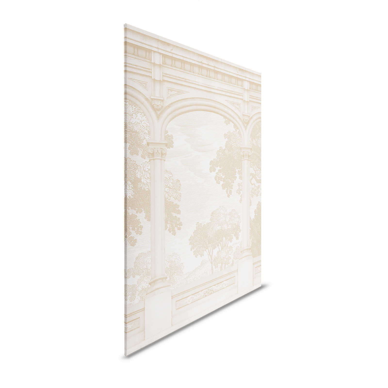         Roma 2 - Beige Canvas schilderij Historisch ontwerp met rond boogvenster - 0.90 m x 0.60 m
    