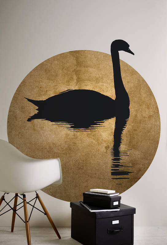 Silhouette, Schwan, Wandbild, goldener Kreis, Schattenkunst