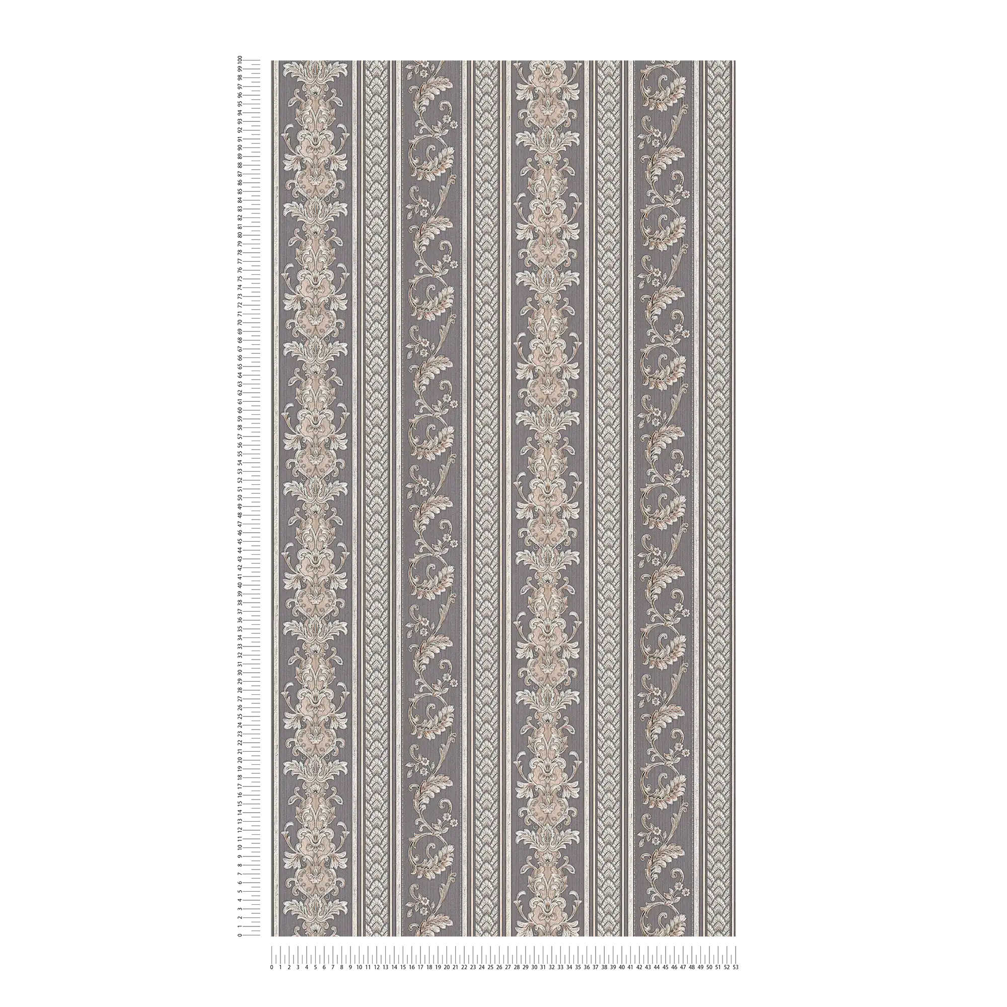 Ornament Tapete Metallic Design mit Streifen – Silber