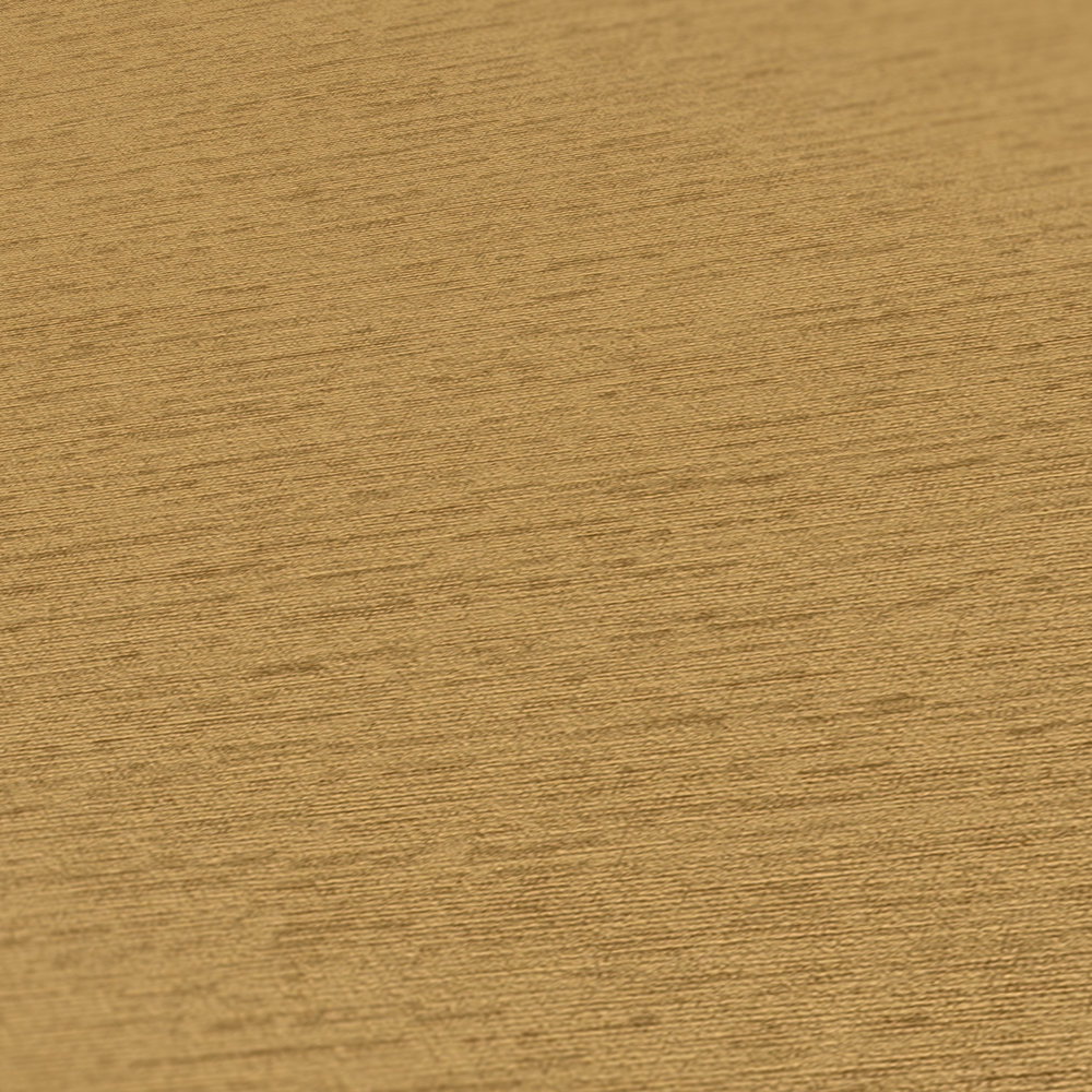 Einfarbige Tapete in Textil-Optik mit leichter Struktur, matt – Goldbraun, Gelb