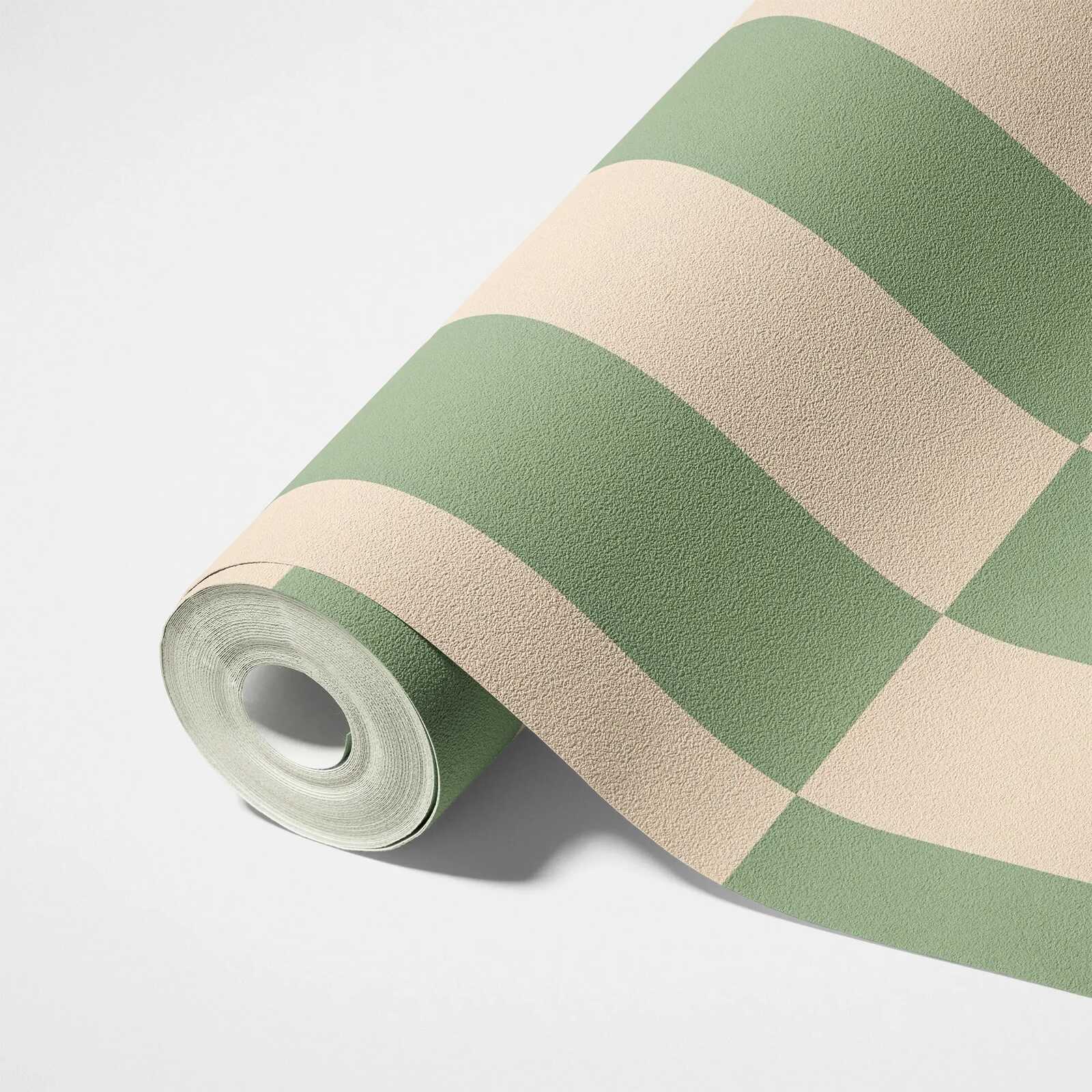             Vliestapete Grafik Vierecke zweifarbig – Beige, Grün
        