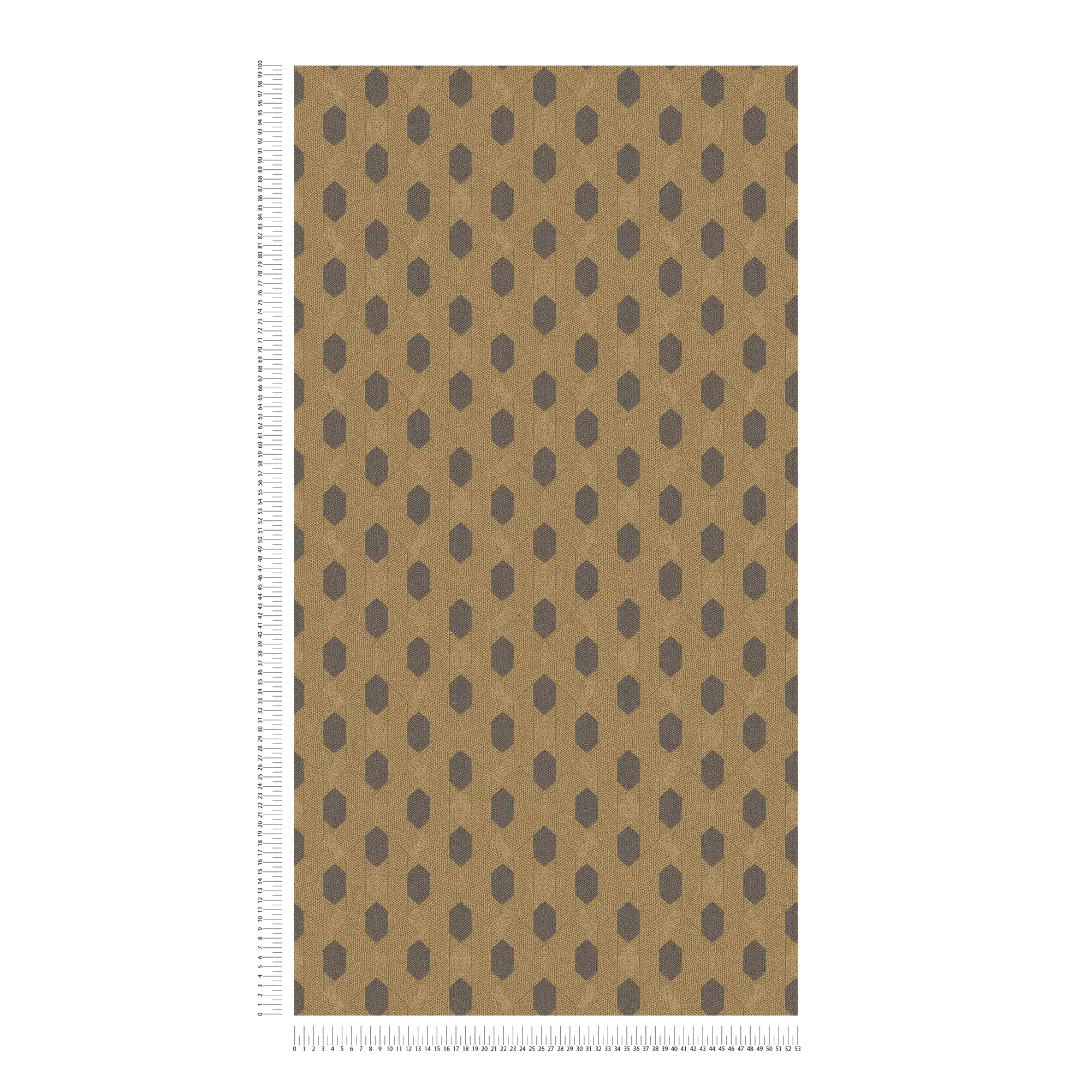 Vliestapete Gold mit geometrischem Muster – Braun, Gold, Schwarz