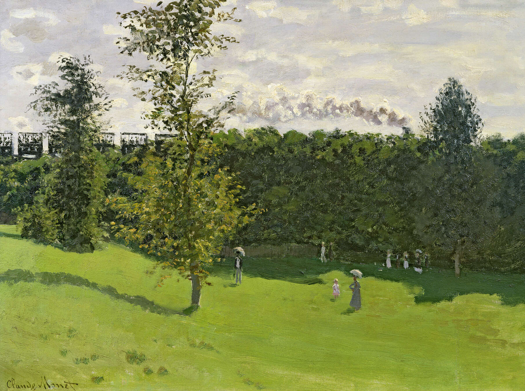 Landschaft, Garten, Gras, Bäume, Personen